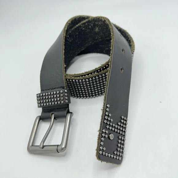 Joe’s Jeans Handmade Genuine Leather Belt Studded Black Size XS Men’s S Women’s - Picture 4 of 7